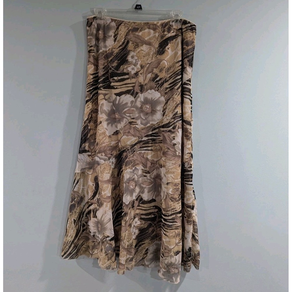 METRO WEAR Skirt Bohemian Hippie Garden Art Floral Beige Womens Large Y2K Teach